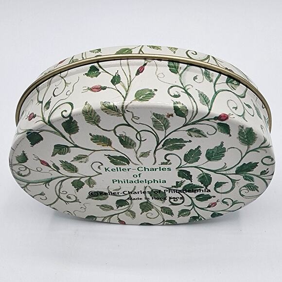 NEW Black Wristlet Zip Pouch, Vintage Floral Oval Tin Box Lauren Conrad Earrings - Picture 7 of 10